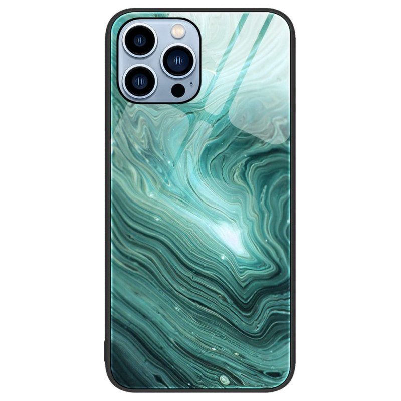 Hoesje voor iPhone 14 Pro Marmeren Kleuren Gehard Glas