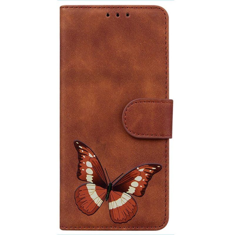 Leren Hoesje voor iPhone 14 Pro Vlinder Elegantie