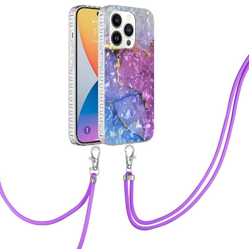 Telefoonhoesje voor iPhone 14 Pro Met Koord Stijl Met Trekkoord