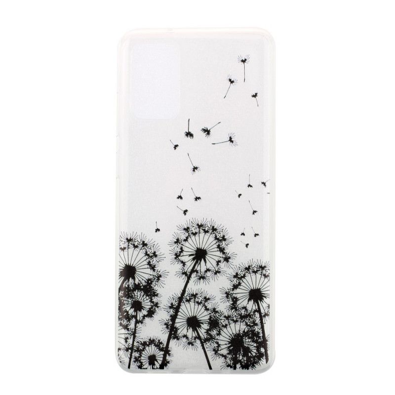 Hoesje Samsung Galaxy S20 Plus / S20 Plus 5G Transparant Zwarte Paardebloemen