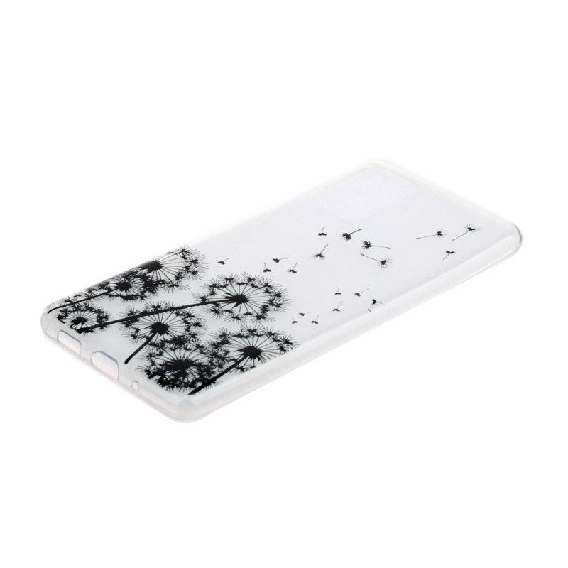 Hoesje Samsung Galaxy S20 Plus / S20 Plus 5G Transparant Zwarte Paardebloemen