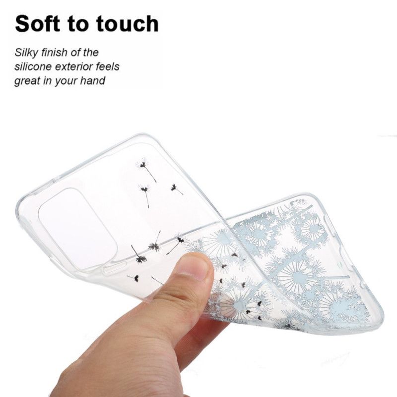 Hoesje Samsung Galaxy S20 Plus / S20 Plus 5G Transparant Zwarte Paardebloemen