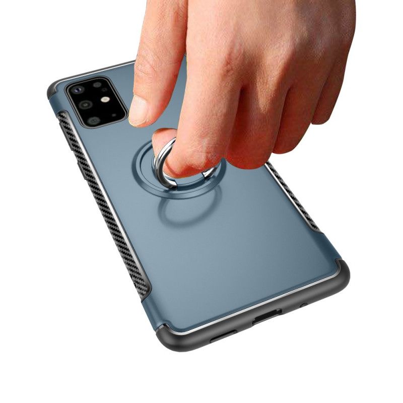 Hoesje voor Samsung Galaxy S20 Plus / S20 Plus 5G Grijs Zwart Ring Van Koolstofvezel