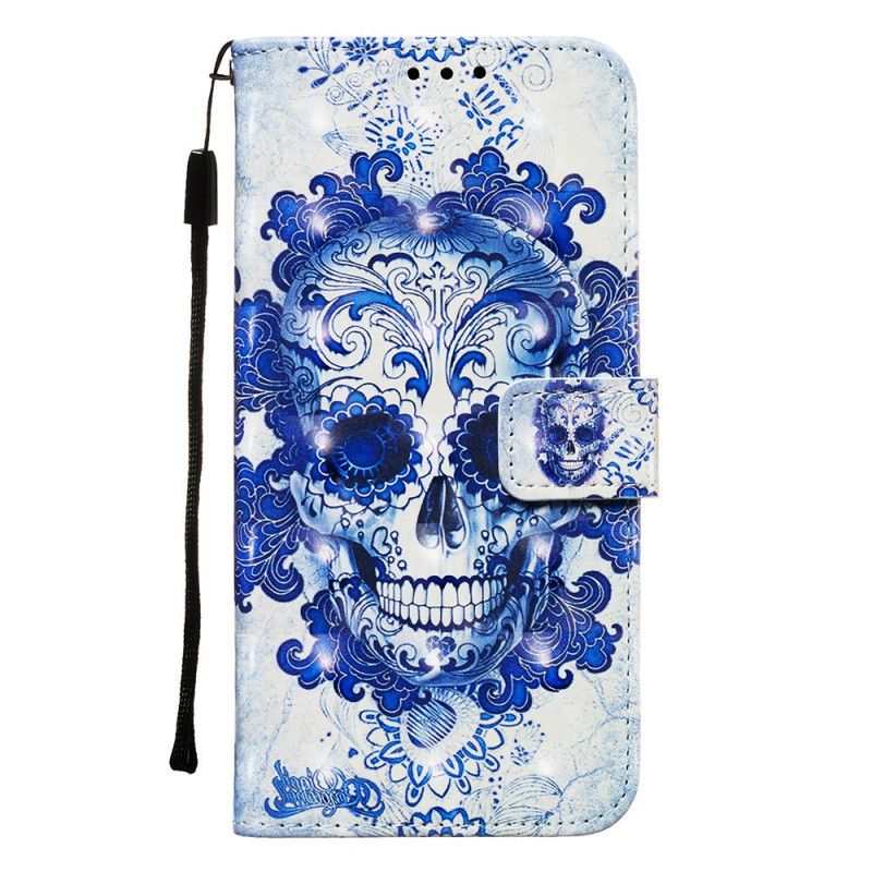 Leren Hoesje Samsung Galaxy S20 Plus / S20 Plus 5G Blauwe Schedel