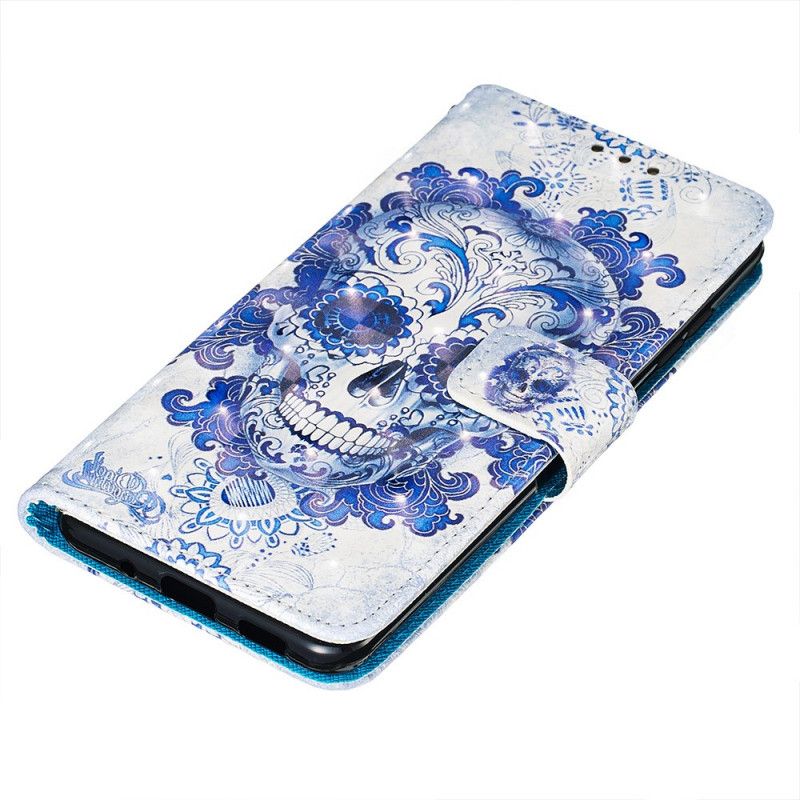 Leren Hoesje Samsung Galaxy S20 Plus / S20 Plus 5G Blauwe Schedel