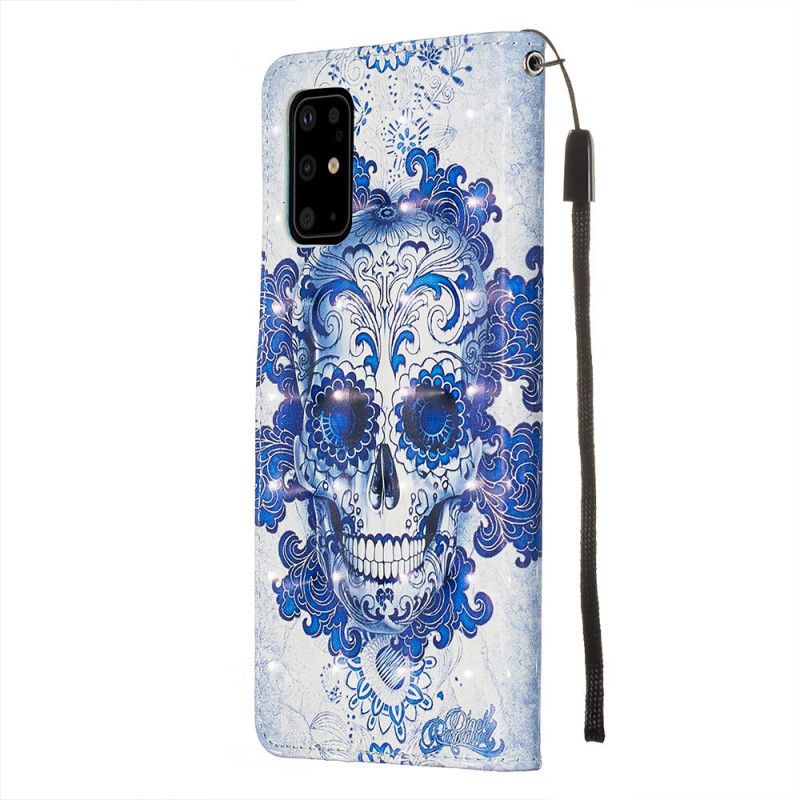 Leren Hoesje Samsung Galaxy S20 Plus / S20 Plus 5G Blauwe Schedel
