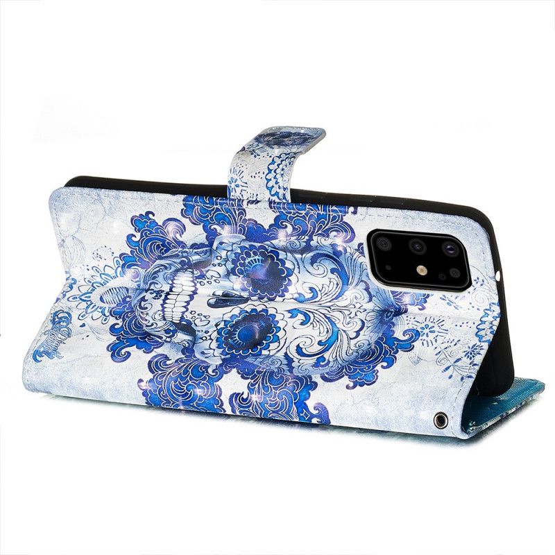 Leren Hoesje Samsung Galaxy S20 Plus / S20 Plus 5G Blauwe Schedel