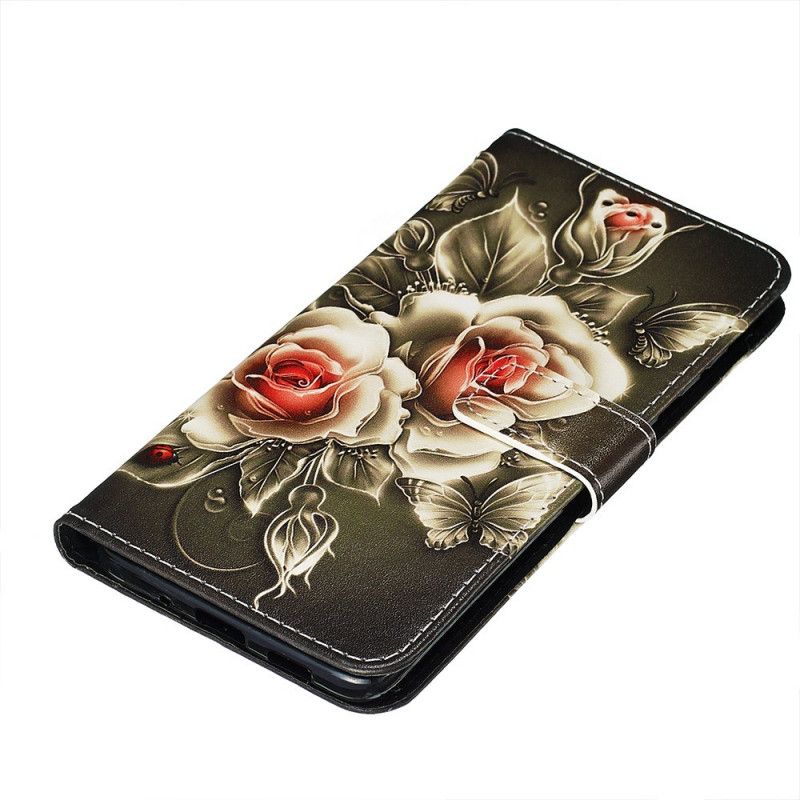 Leren Hoesje Samsung Galaxy S20 Plus / S20 Plus 5G Gouden Rozen