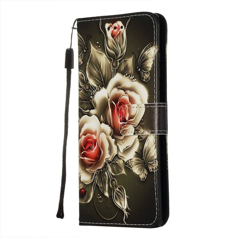 Leren Hoesje Samsung Galaxy S20 Plus / S20 Plus 5G Gouden Rozen