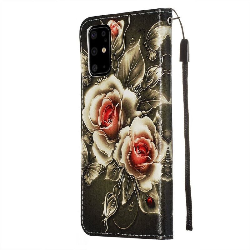 Leren Hoesje Samsung Galaxy S20 Plus / S20 Plus 5G Gouden Rozen