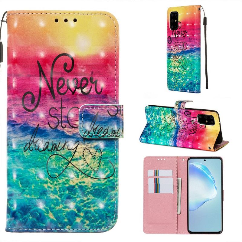 Leren Hoesje Samsung Galaxy S20 Plus / S20 Plus 5G Stop Nooit Met Dromen