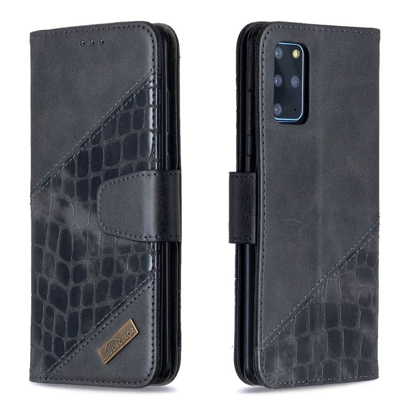 Leren Hoesje voor Samsung Galaxy S20 Plus / S20 Plus 5G Grijs Zwart Klassiek Krokodillenleereffect