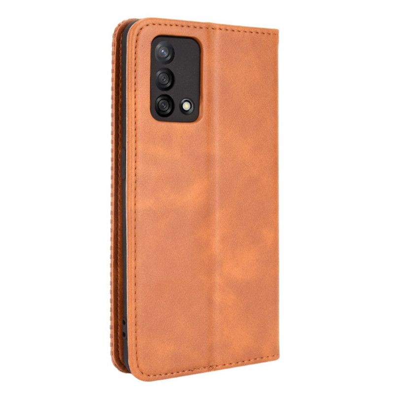 Folio-hoesje Oppo A74 4g Gestileerd Vintage Leereffect
