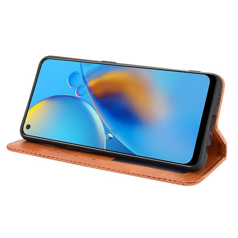 Folio-hoesje Oppo A74 4g Gestileerd Vintage Leereffect