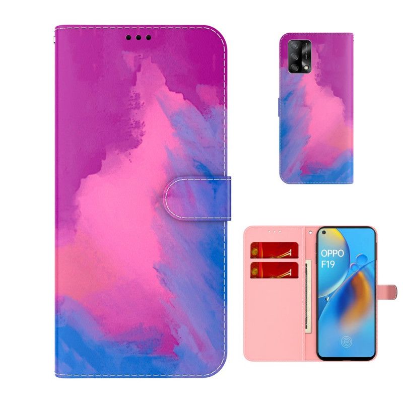 Leren Hoesje Oppo A74 4g Aquarel Bescherming Hoesje