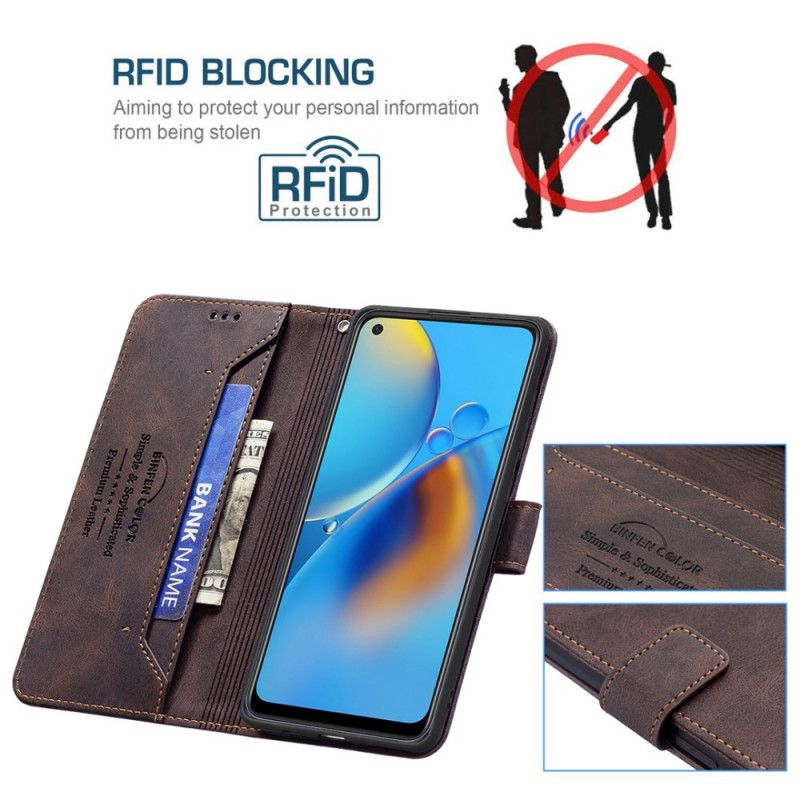 Leren Hoesje Oppo A74 4g Rfid Binfen-kleur Bescherming Hoesje