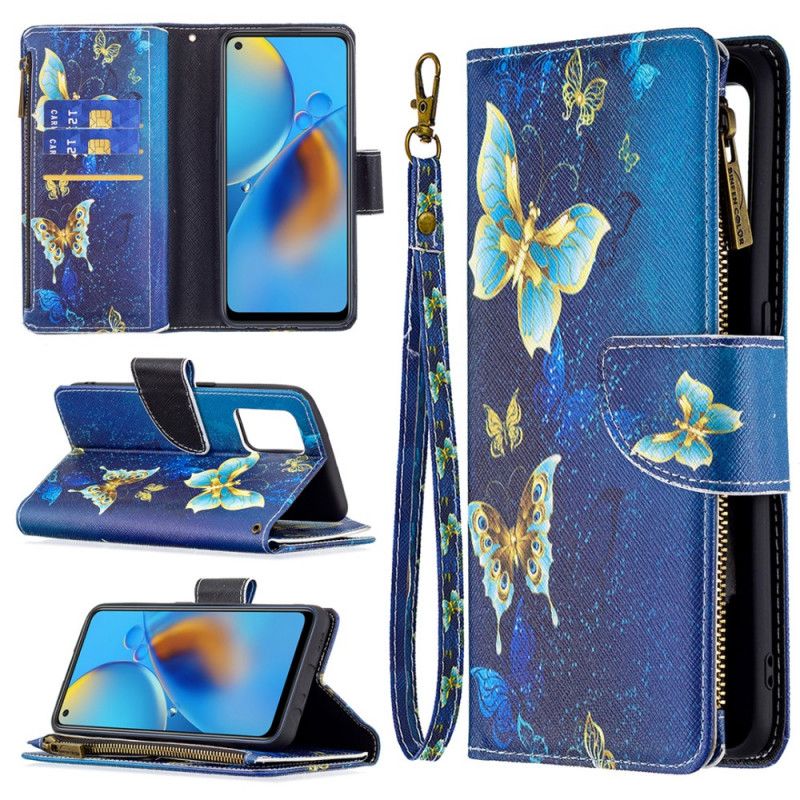 Leren Hoesje Oppo A74 4g Vlinderzak Met Rits Bescherming Hoesje
