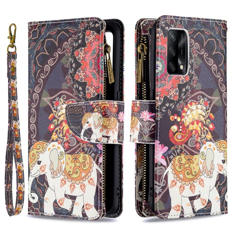 Leren Hoesje Voor Oppo A74 4g Olifant Zak Met Rits