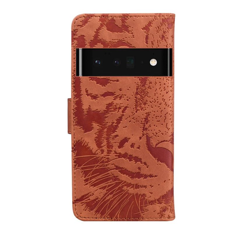 Leren Hoesje Voor Oppo A74 4g Tijger Gezicht Afdrukken