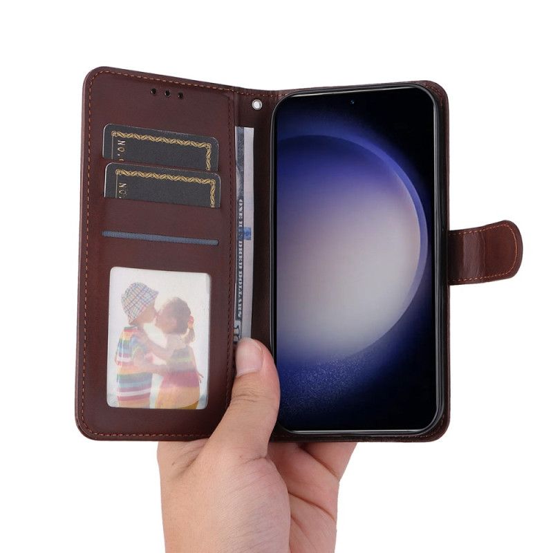 Bescherming Hoesje Samsung Galaxy S25 5g Enkay Screenprotector Van Imitatieleer Met Gehard Glas