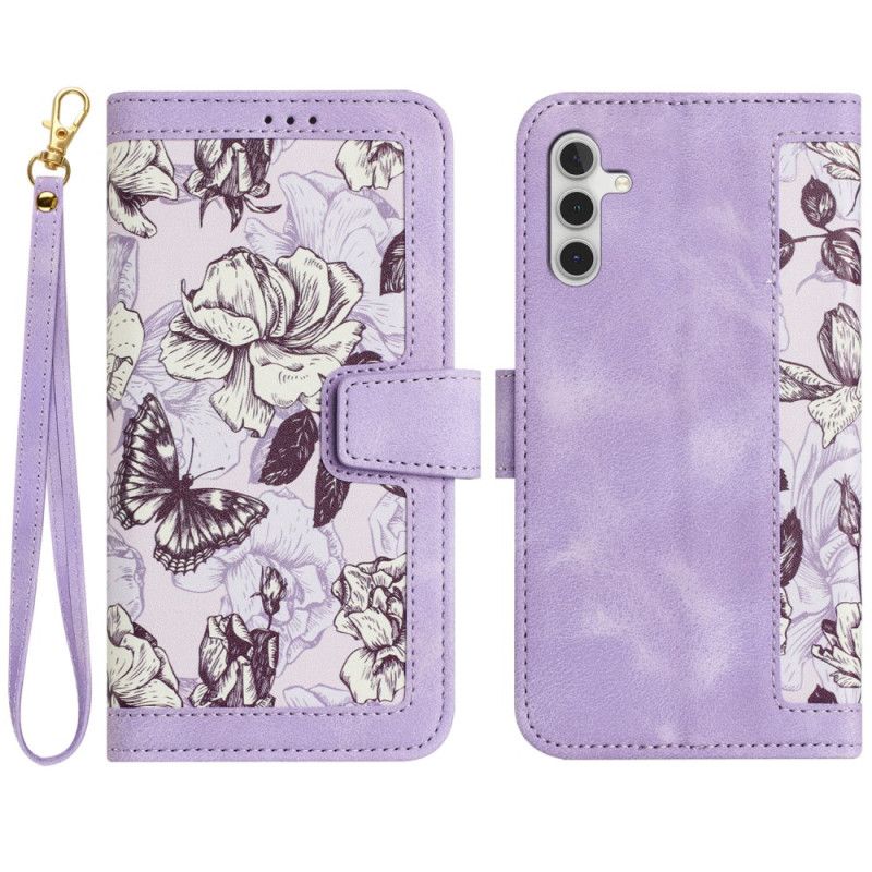 Bescherming Hoesje Samsung Galaxy S25 5g Portemonnee Met Bloemenprint