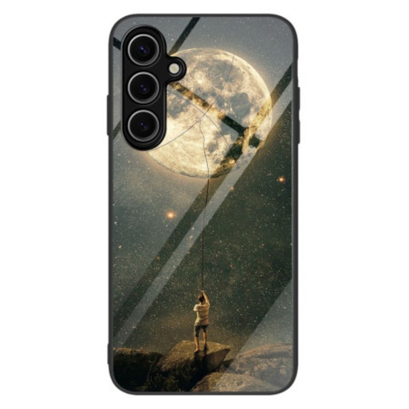Case Hoesje Samsung Galaxy S25 5g Telefoonhoesje Maanpatroon Gehard Glas