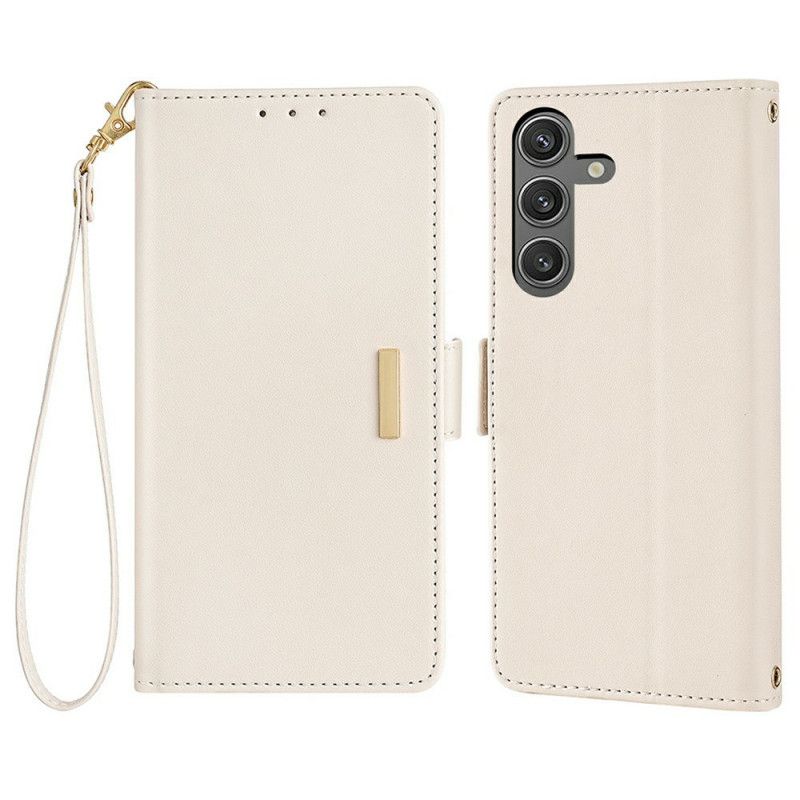 Flip Case Leren Samsung Galaxy S25 5g Gesp In Metaalstijl