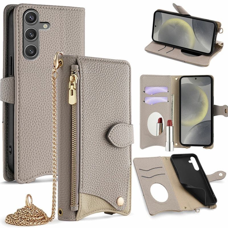 Folio-hoesje Samsung Galaxy S25 5g Spiegel En Ketting