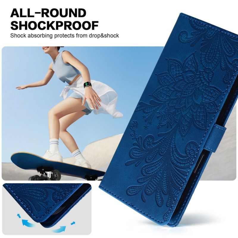 Folio-hoesje Samsung Galaxy S25 5g Telefoonhoesje Bloemenkantpatroon