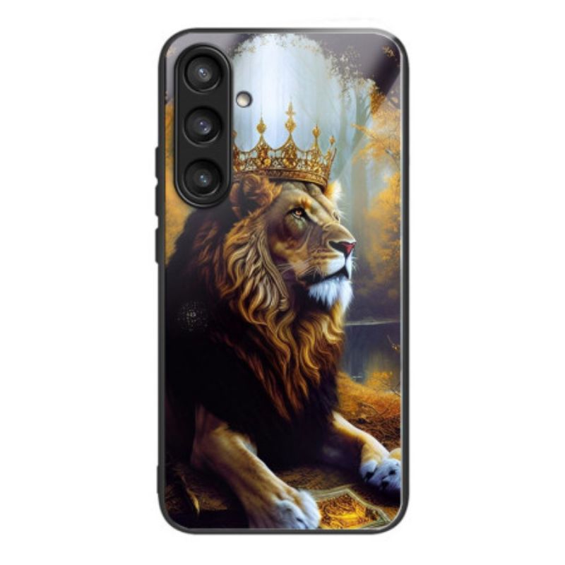 Hoesje Voor Samsung Galaxy S25 5g Gehard Glas Met Gouden Leeuwenkroon
