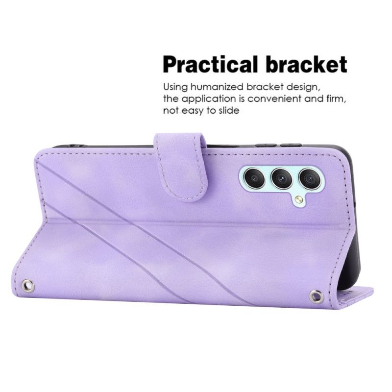 Leren Hoesje Samsung Galaxy S25 5g Gestreept Koord