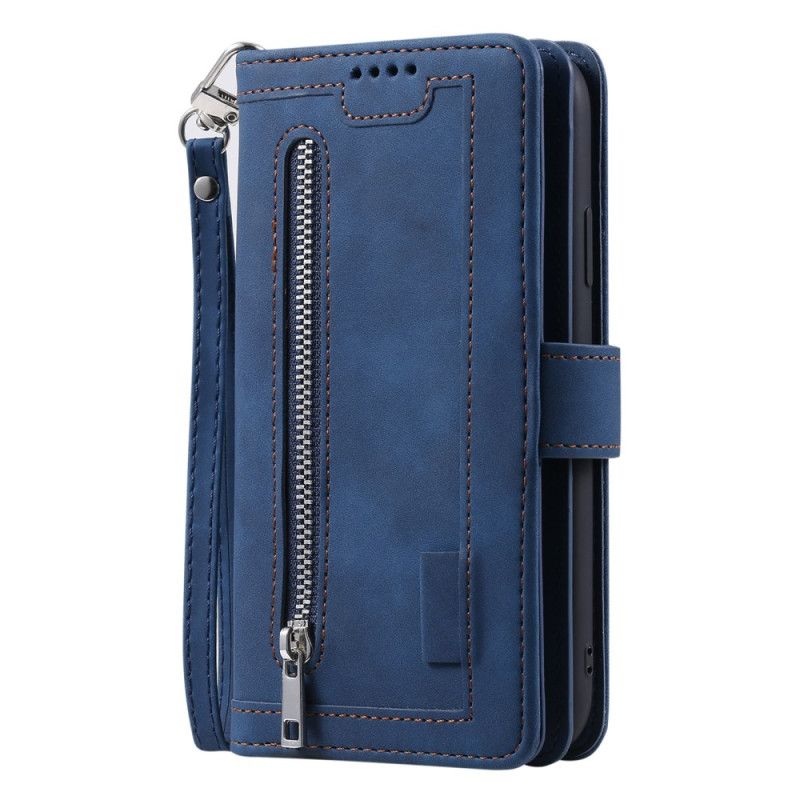 Leren Hoesje Samsung Galaxy S25 5g Portemonnee Met 9 Kaartsleuven En Koord Bescherming Hoesje