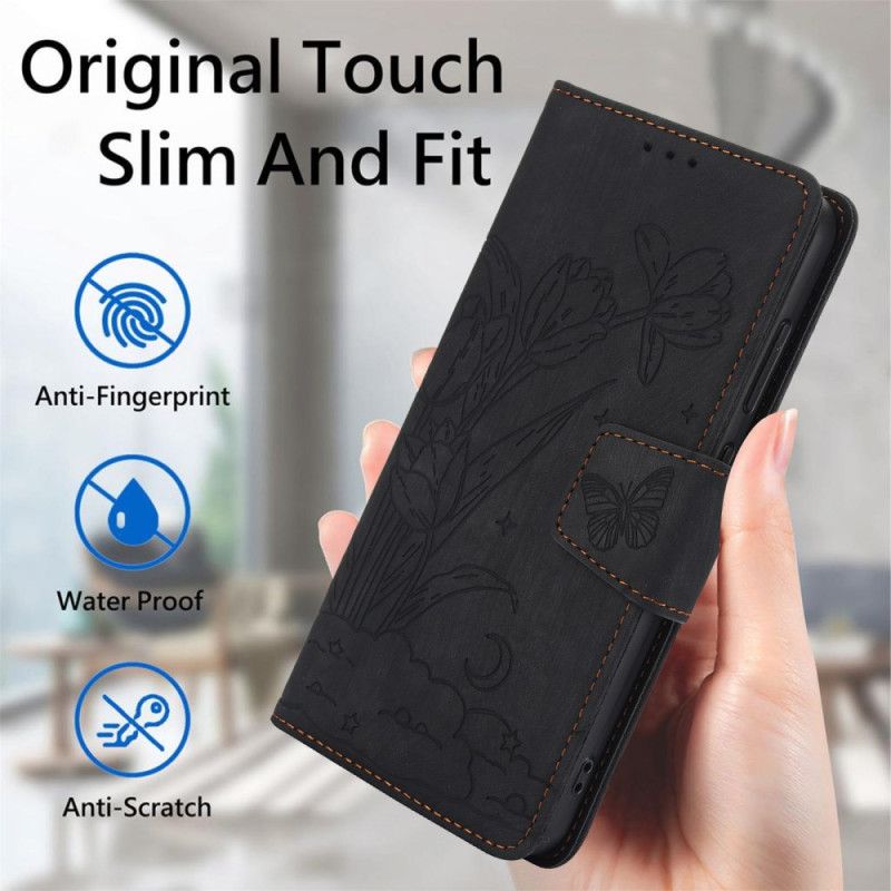 Leren Hoesje Samsung Galaxy S25 5g Suède-effect Bloemenpatroon