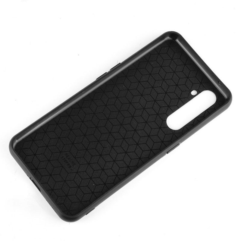 Hoesje Realme X50 Pro Rood Zwart Stiksels In Leerstijl