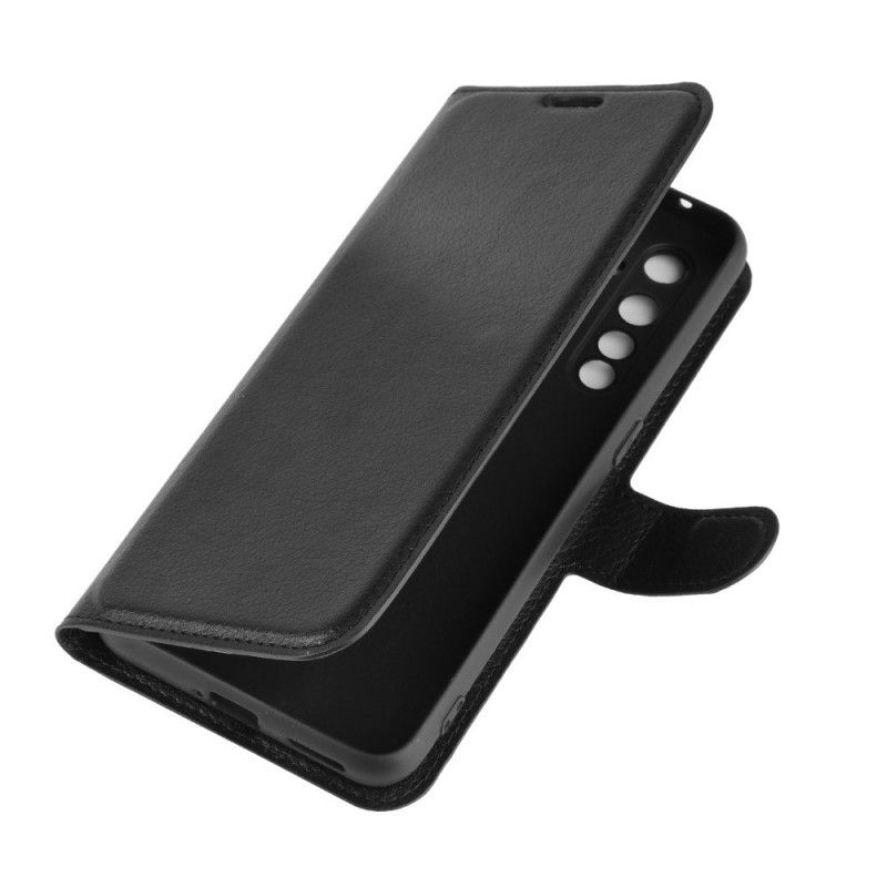Leren Hoesje Realme X50 Pro Zwart Telefoonhoesje Klassiek Lychee-Effect