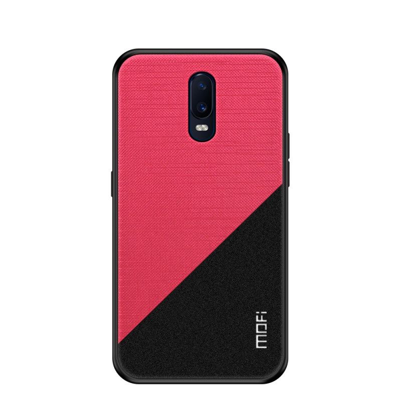 Hoesje OnePlus 6T Magenta Zwart Tweekleurige Stof Mofi