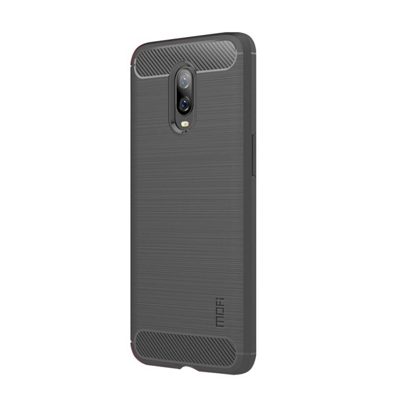 Hoesje voor OnePlus 6T Grijs Zwart Mofi Geborstelde Koolstofvezel