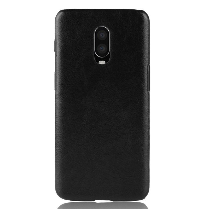 Hoesje voor OnePlus 6T Koffie Zwart Prestatie Lychee Leereffect