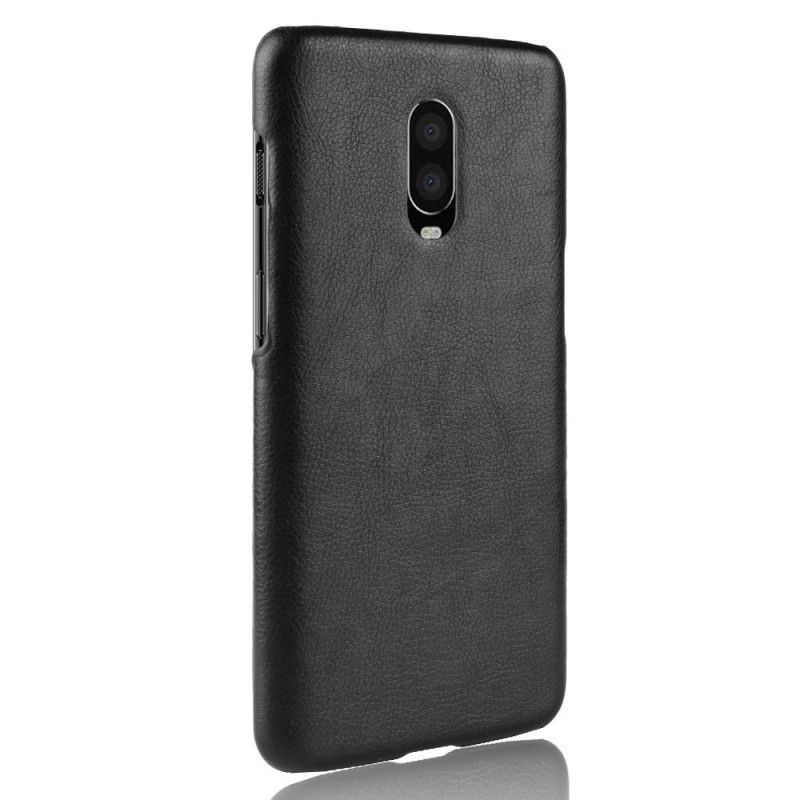 Hoesje voor OnePlus 6T Koffie Zwart Prestatie Lychee Leereffect