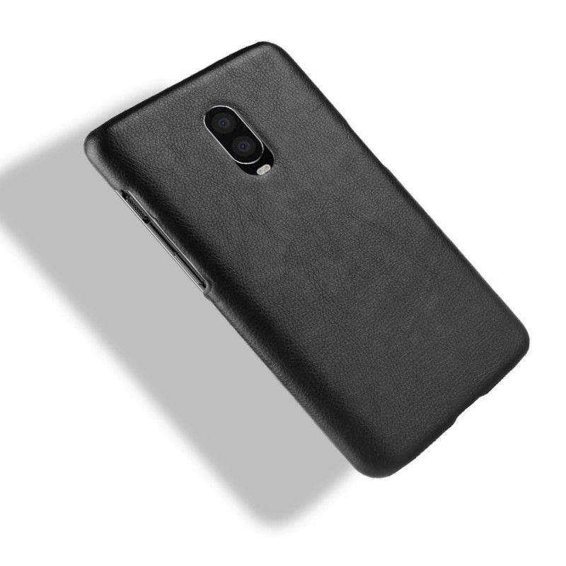 Hoesje voor OnePlus 6T Koffie Zwart Prestatie Lychee Leereffect