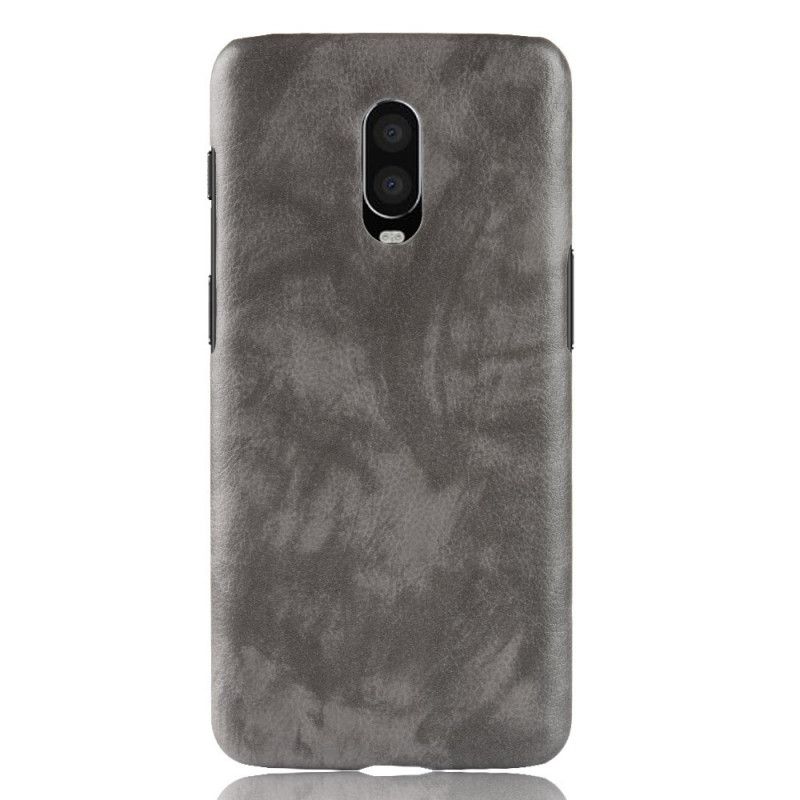 Hoesje voor OnePlus 6T Koffie Zwart Prestatie Lychee Leereffect