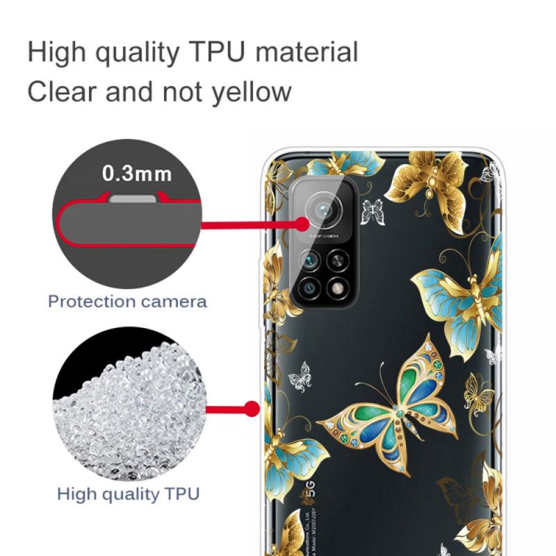 Cover Hoesje Xiaomi Mi 10T / 10T Pro Marineblauw Goud Telefoonhoesje Vlinders