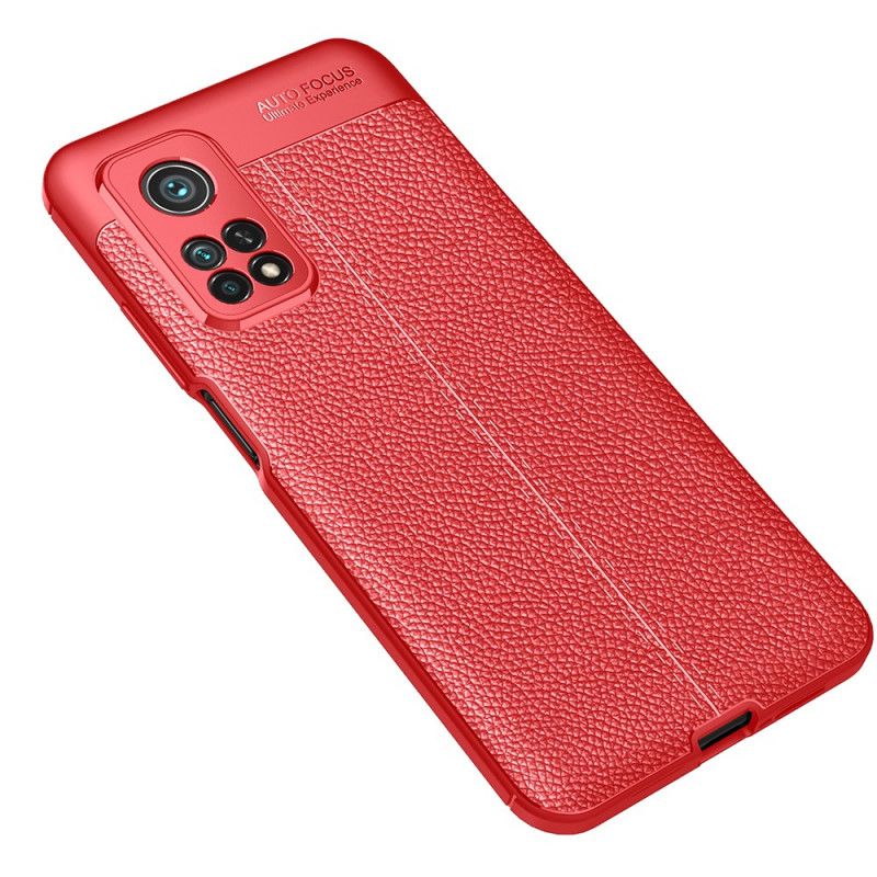 Cover Hoesje Xiaomi Mi 10T / 10T Pro Rood Zwart Telefoonhoesje Dubbellijns Lychee Leereffect