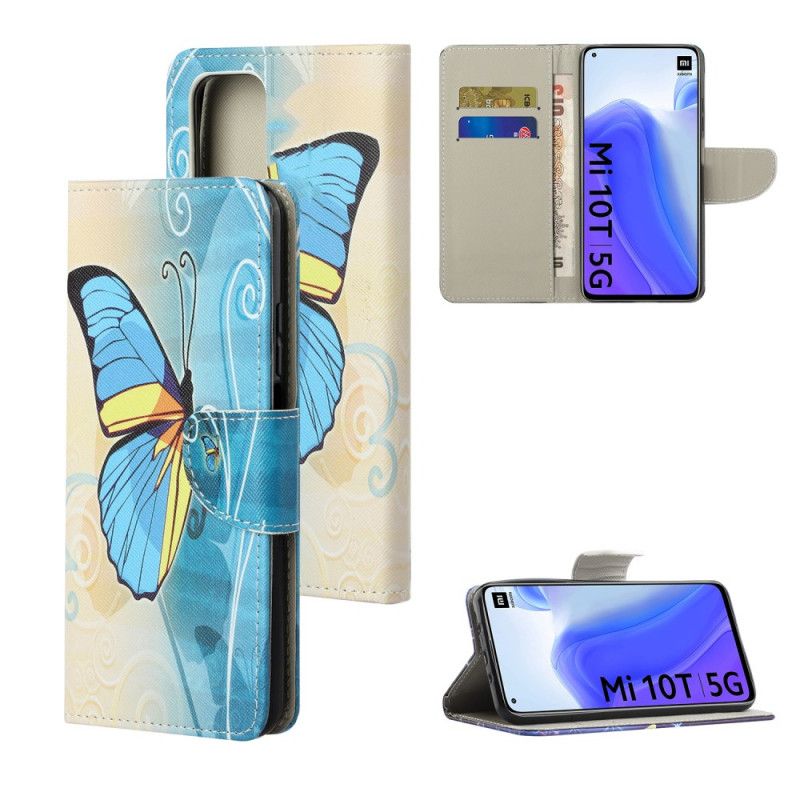 Flip Case Leren Xiaomi Mi 10T / 10T Pro Paars Geel Vlinders