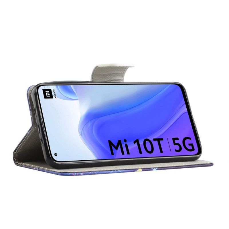 Flip Case Leren Xiaomi Mi 10T / 10T Pro Paars Geel Vlinders