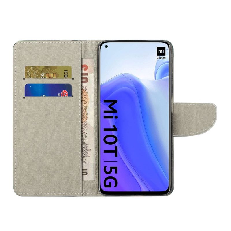 Flip Case Leren Xiaomi Mi 10T / 10T Pro Paars Geel Vlinders