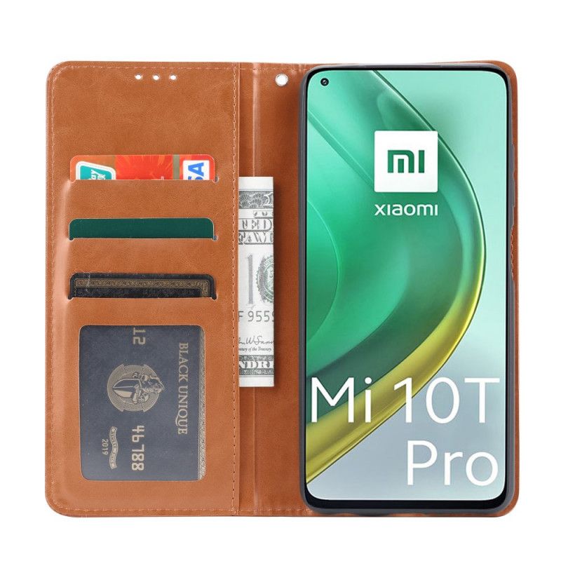 Folio-hoesje voor Xiaomi Mi 10T / 10T Pro Rood Zwart Kaarthouder Van Imitatieleer