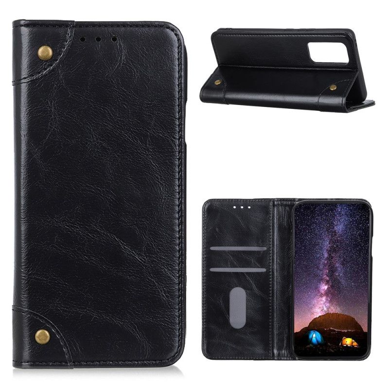 Folio-hoesje Xiaomi Mi 10T / 10T Pro Donkerblauw Zwart Vintage Splitleren Klinknagels