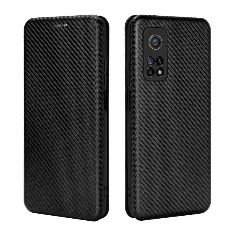 Folio-hoesje Xiaomi Mi 10T / 10T Pro Groen Zwart Koolstofvezel Met Steunring