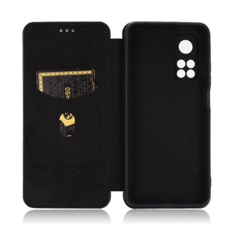 Folio-hoesje Xiaomi Mi 10T / 10T Pro Groen Zwart Koolstofvezel Met Steunring